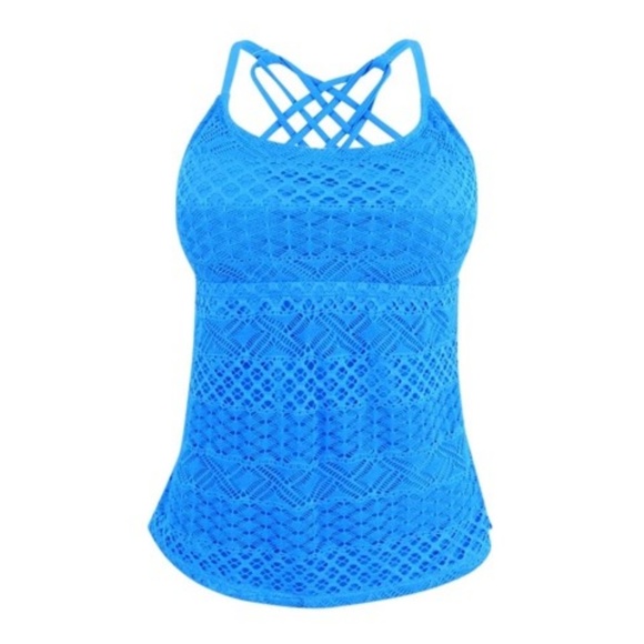 Island Escape Sky Crochet Strappy Tankini Top - Picture 2 of 3